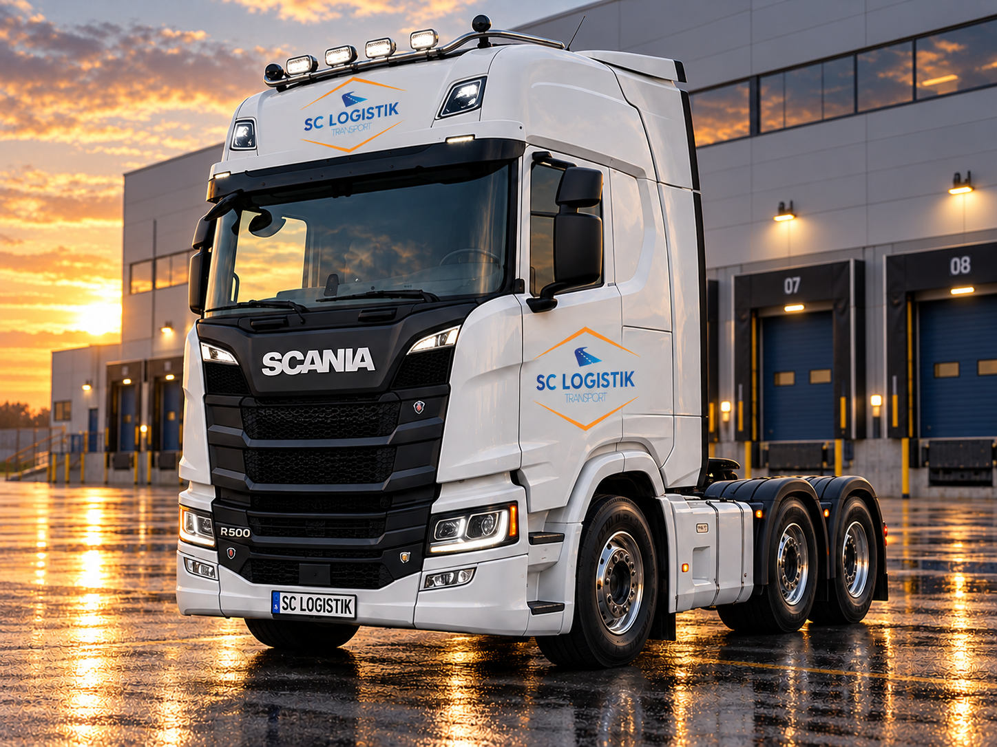 SC Logistik trækker ved solnedgang